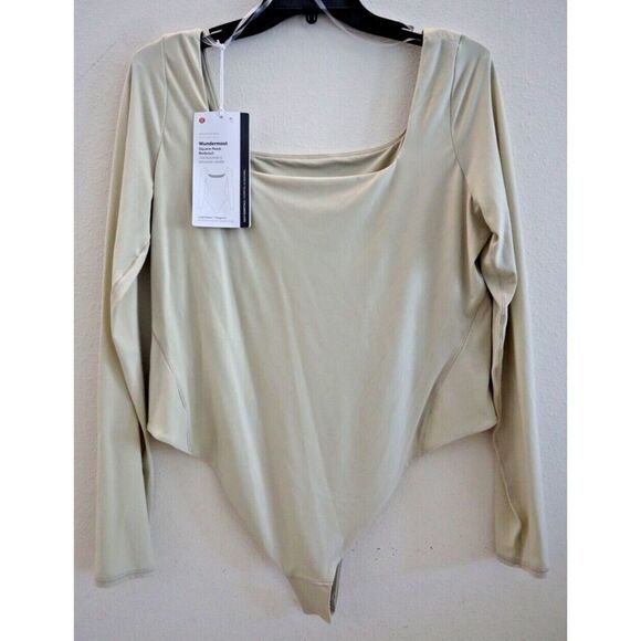 Lululemon Women's Sz XL Mojave Tan Wundermost Nulu Square-Neck L/S Bodysuit - Picture 1 of 9